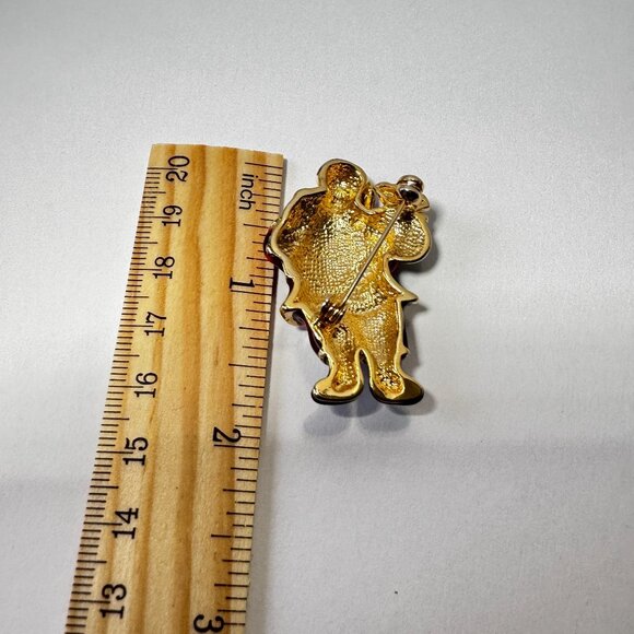 Vintage Style Red Enamel Santa Claus Brooch Pin – Christmas Holiday Jewelry 1.75 - Picture 3 of 4